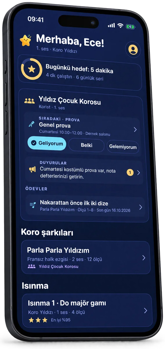 Koro Yıldızı ekranı