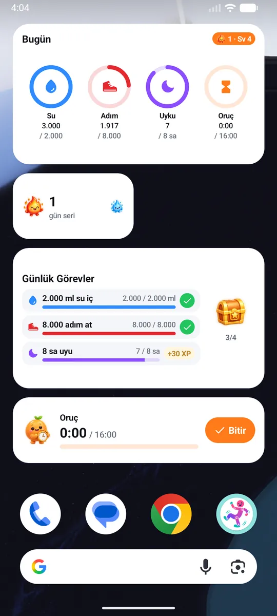 Huppi ana ekran widget’ları